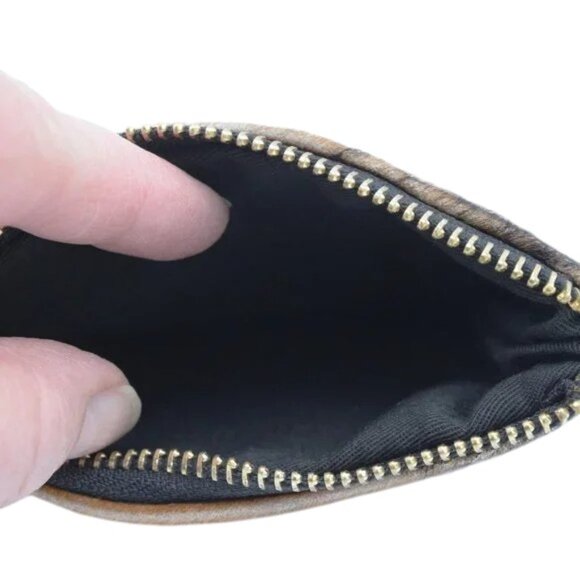 EUC Vintage Cow Hide Coin Purse Black Brown Stripe Leather - Picture 8 of 8